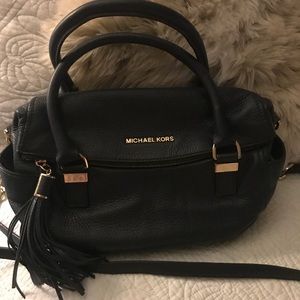 Navy blue Michael Kors Leather Satchel