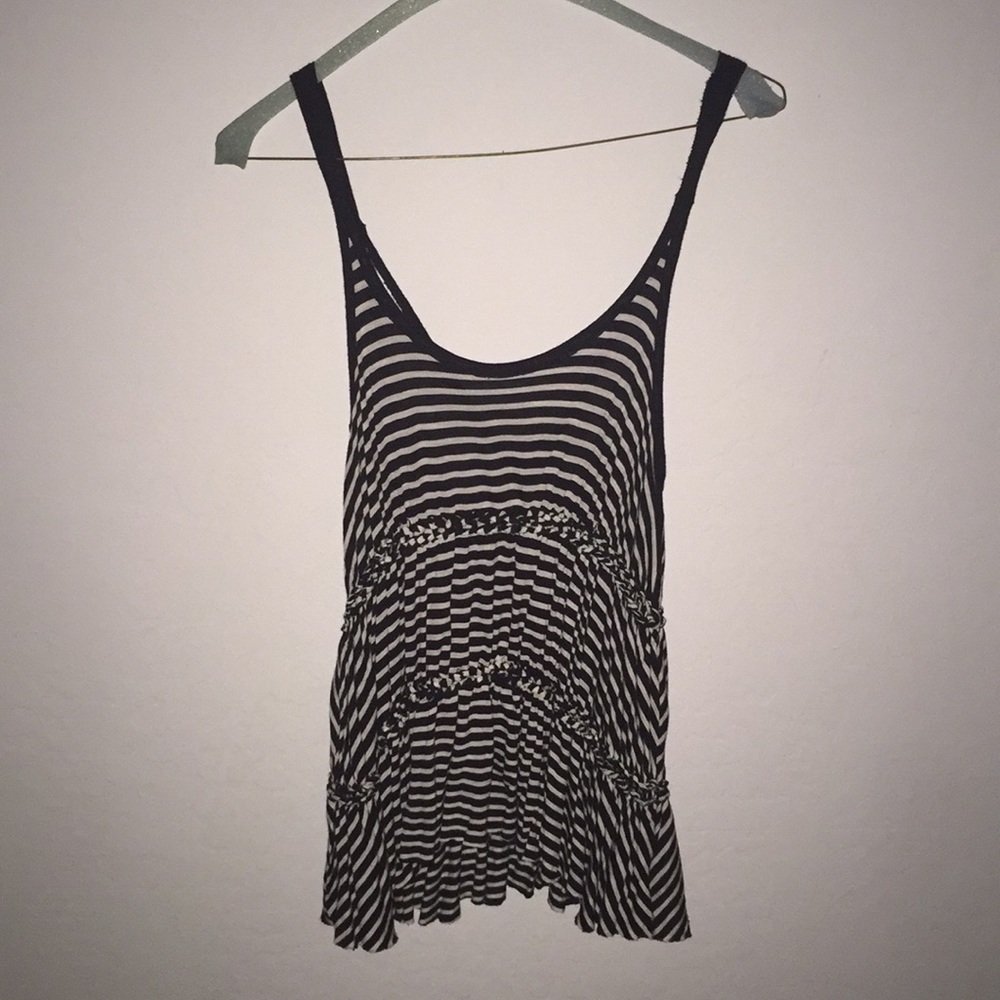Navy and white striped free people tank top