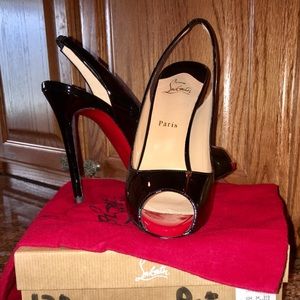 Christian Louboutin Black Slingback Peep Toe