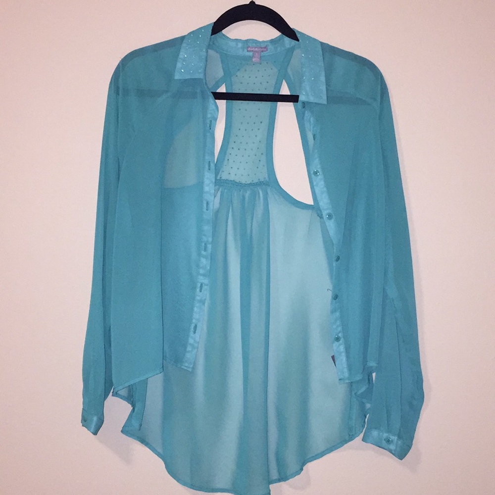 Green, long sleeve blouse