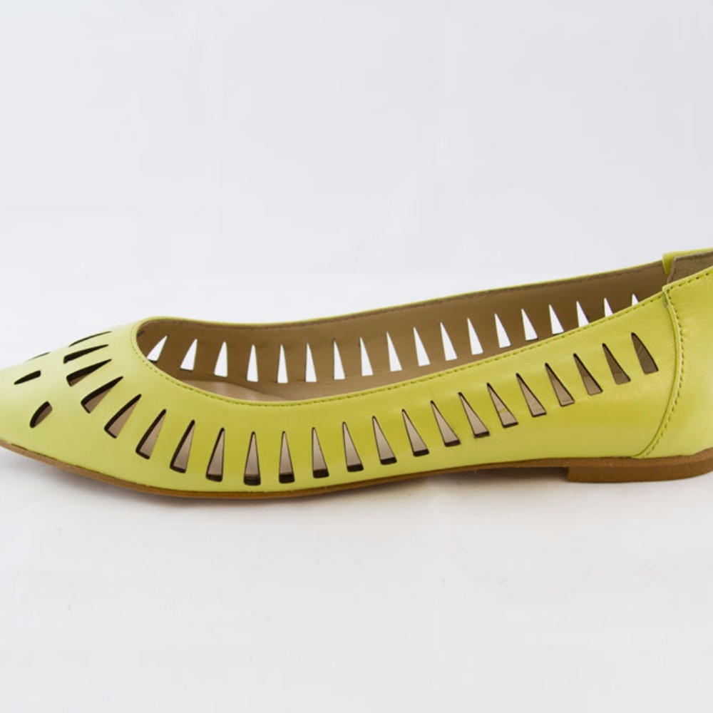 Yellow Leather Laser Cutout Flats - Picture 5 of 6