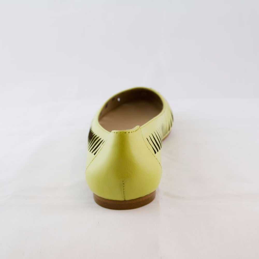 Yellow Leather Laser Cutout Flats - Picture 4 of 6