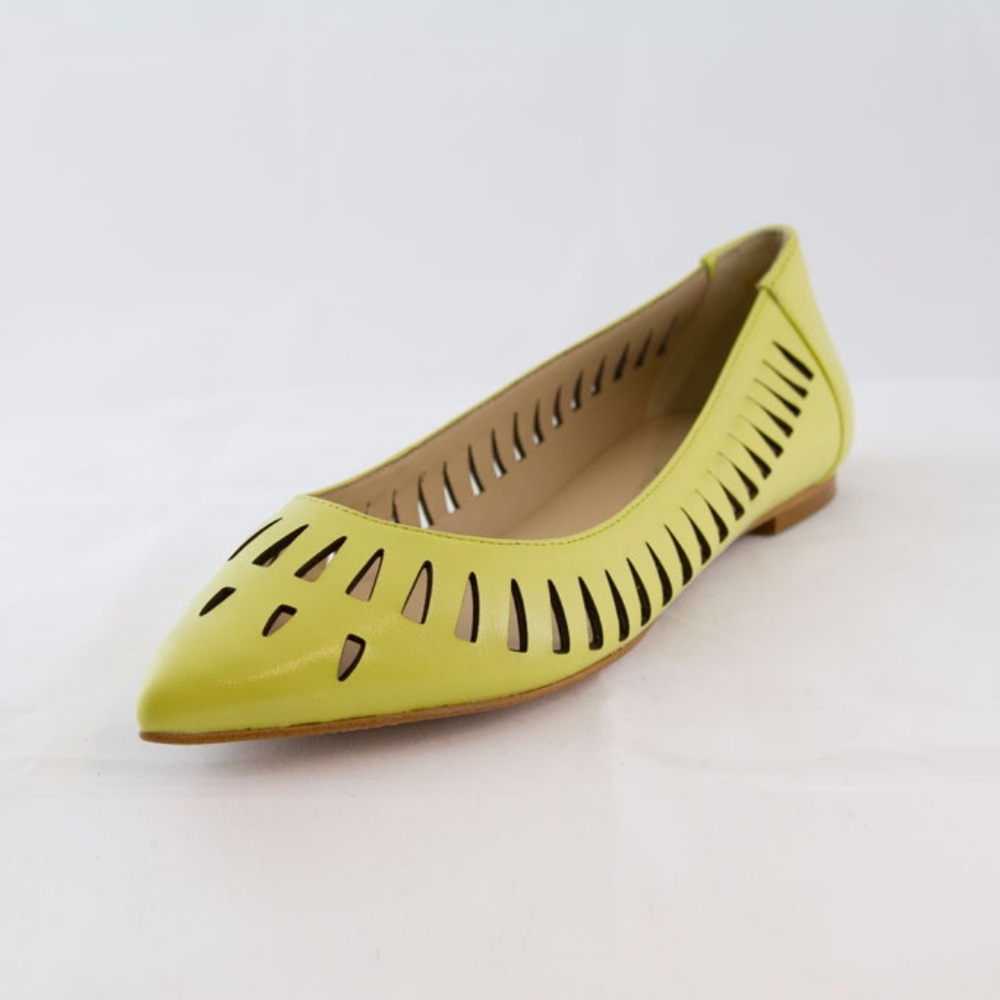 Yellow Leather Laser Cutout Flats - Picture 2 of 6