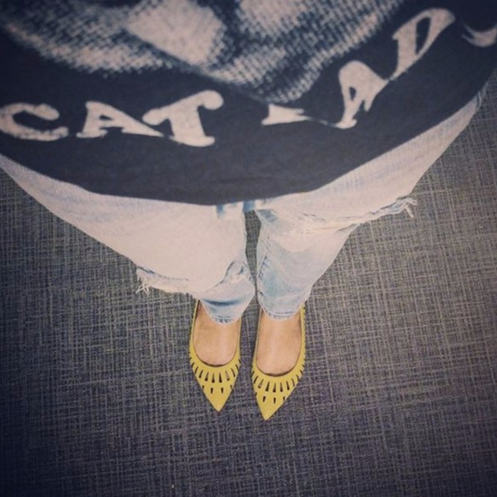 Yellow Leather Laser Cutout Flats - Picture 6 of 6