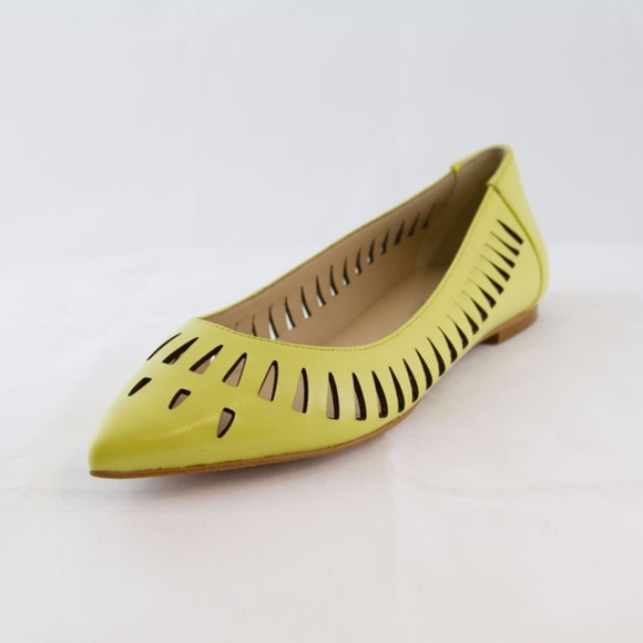 Yellow Leather Laser Cutout Flats - Picture 2 of 6