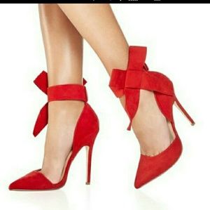 Justfab Hadley Bow Suede (velvet) Pump