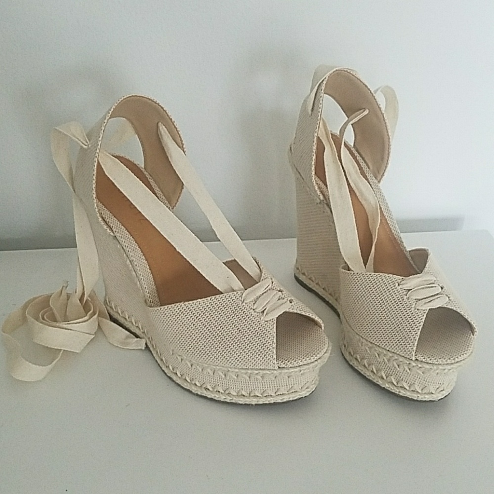 🔴SOLD🔴SCHUTZ Shauna Lace Up Wedges - Picture 1 of 5