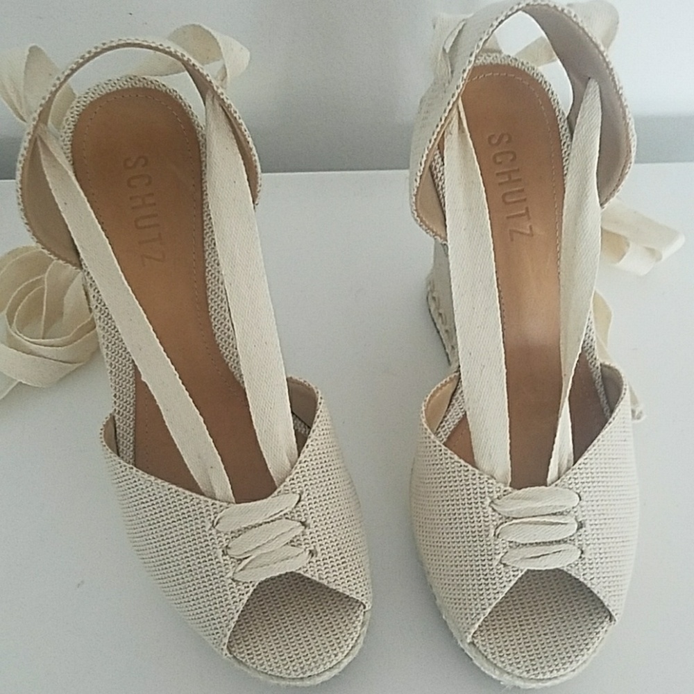 🔴SOLD🔴SCHUTZ Shauna Lace Up Wedges - Picture 2 of 5