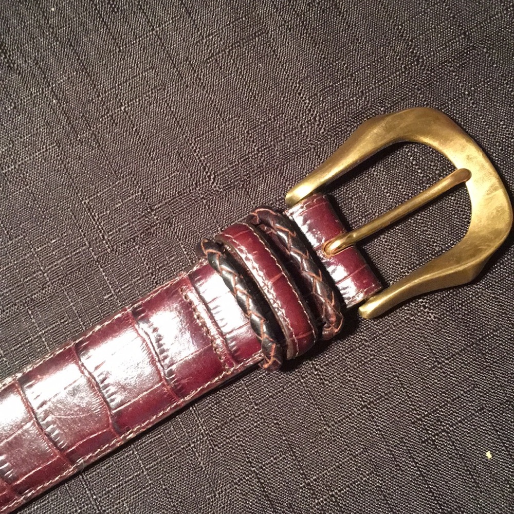Brighton Classic Brass and Brown Leather M Belt