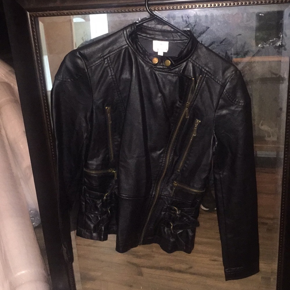 Faux black leather jacket