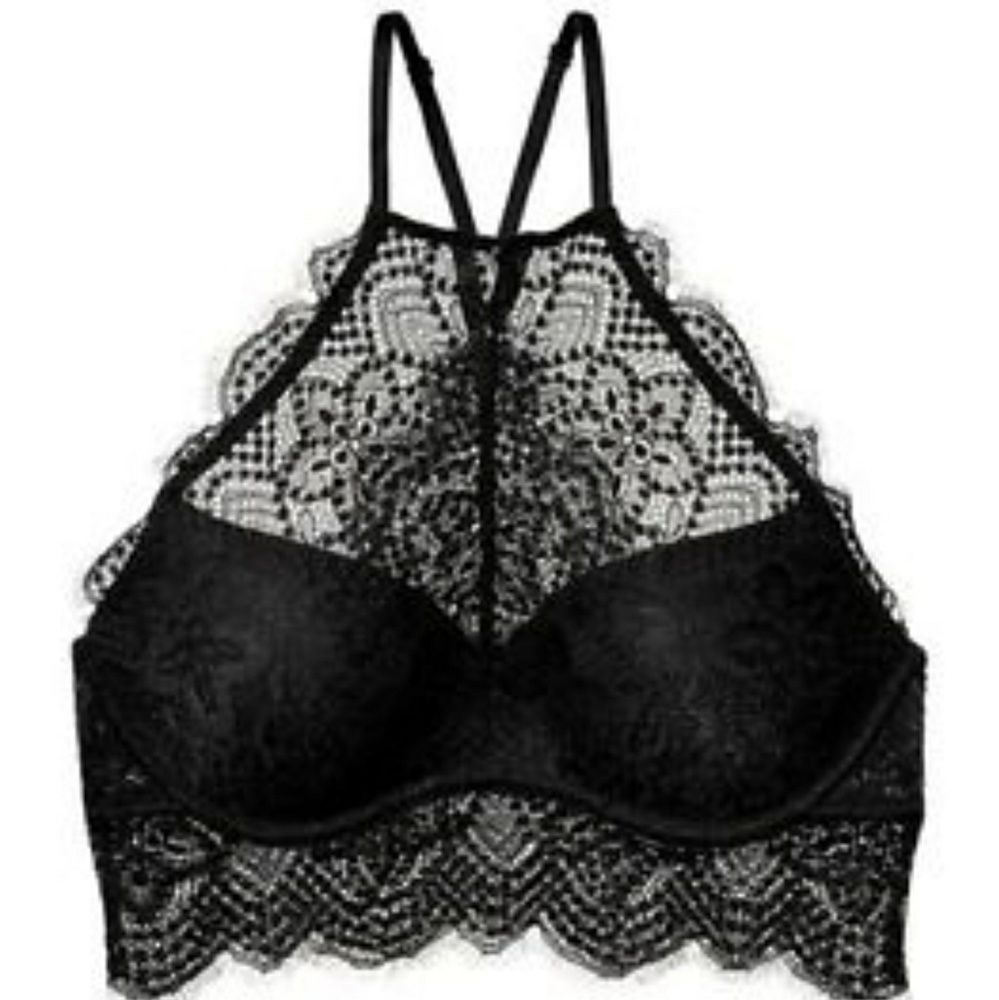 High Neck, Lace Push Up Bra