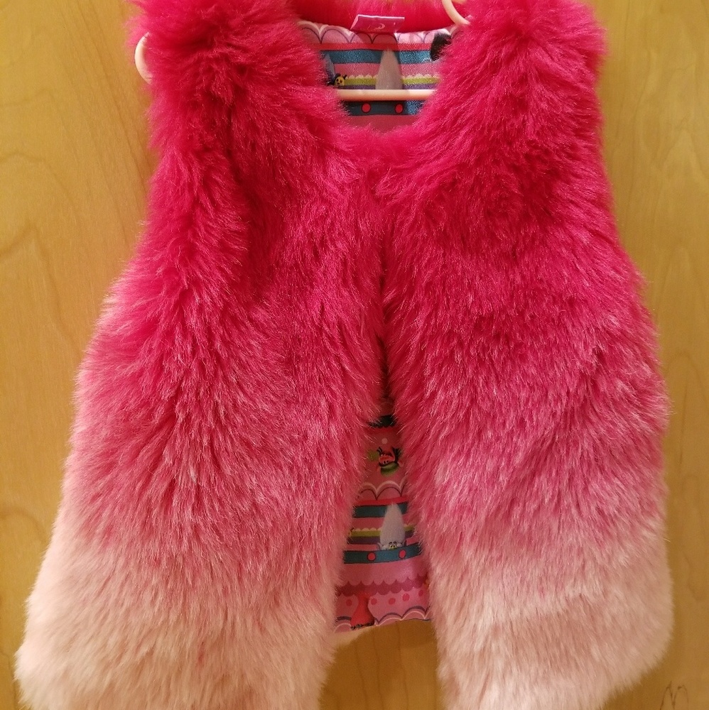 Pink fur vest
