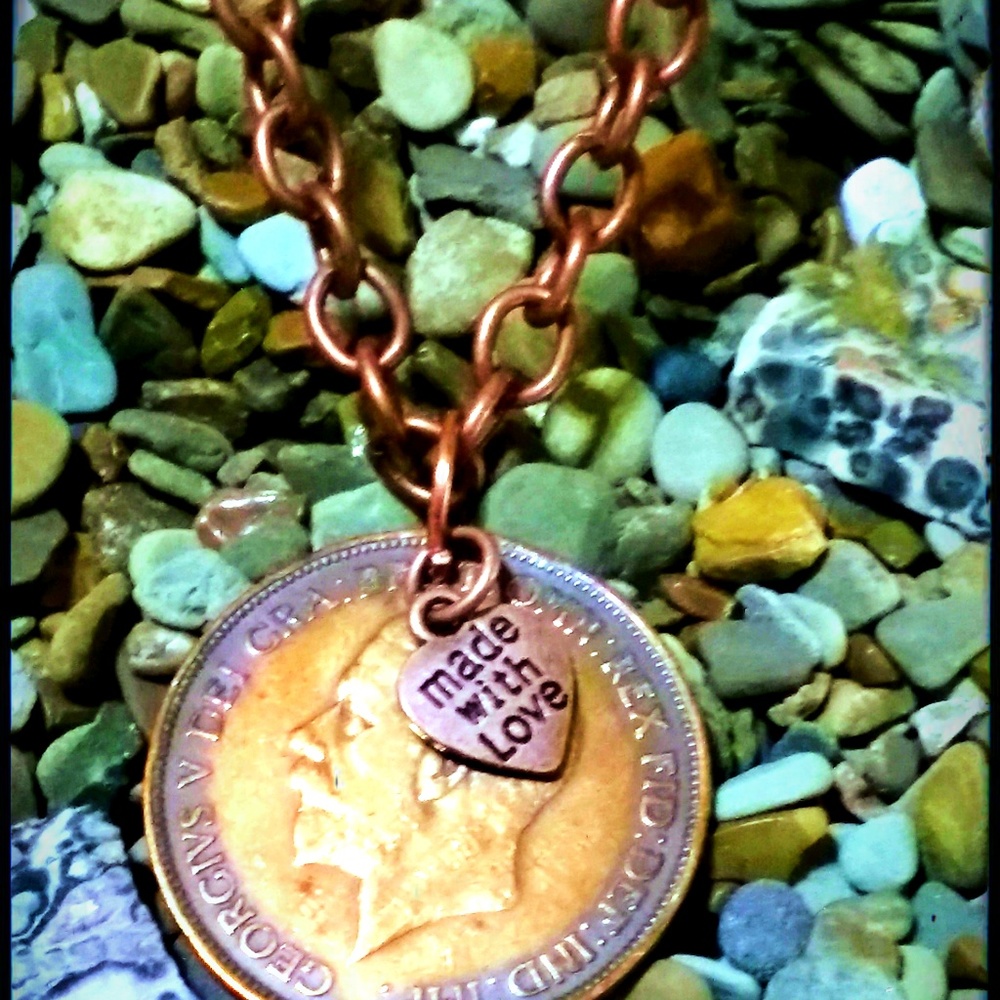 1936 Bronze George V Penny~Great Britain Necklace