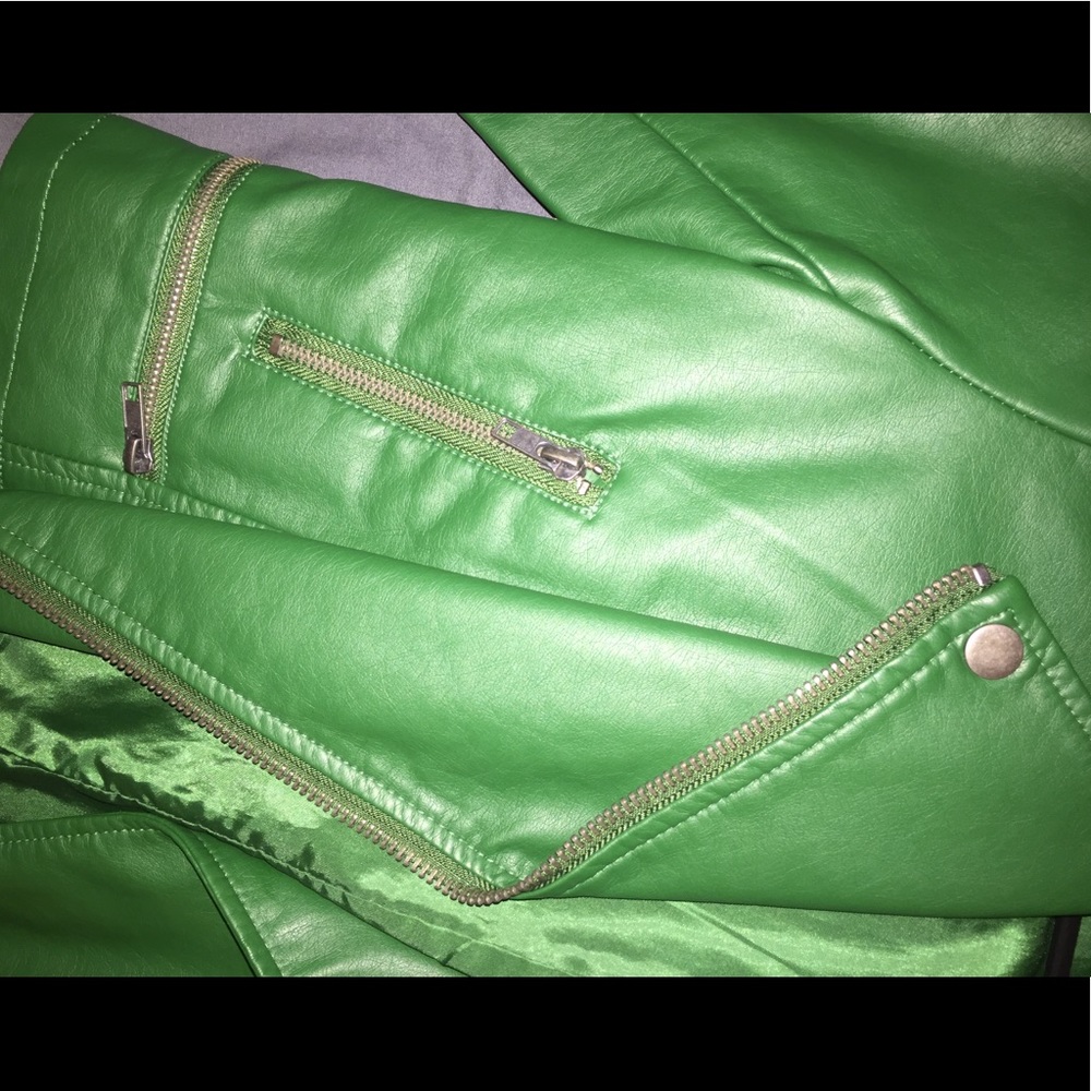 Green leather jacket small