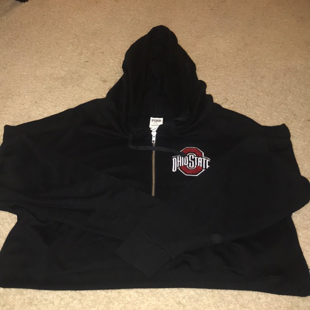 NWT PINK Ohio State Bling Cropped Hoodie