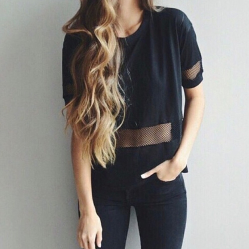 Brandy Melville Black Meshed Top