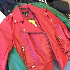 red leather jacket f21