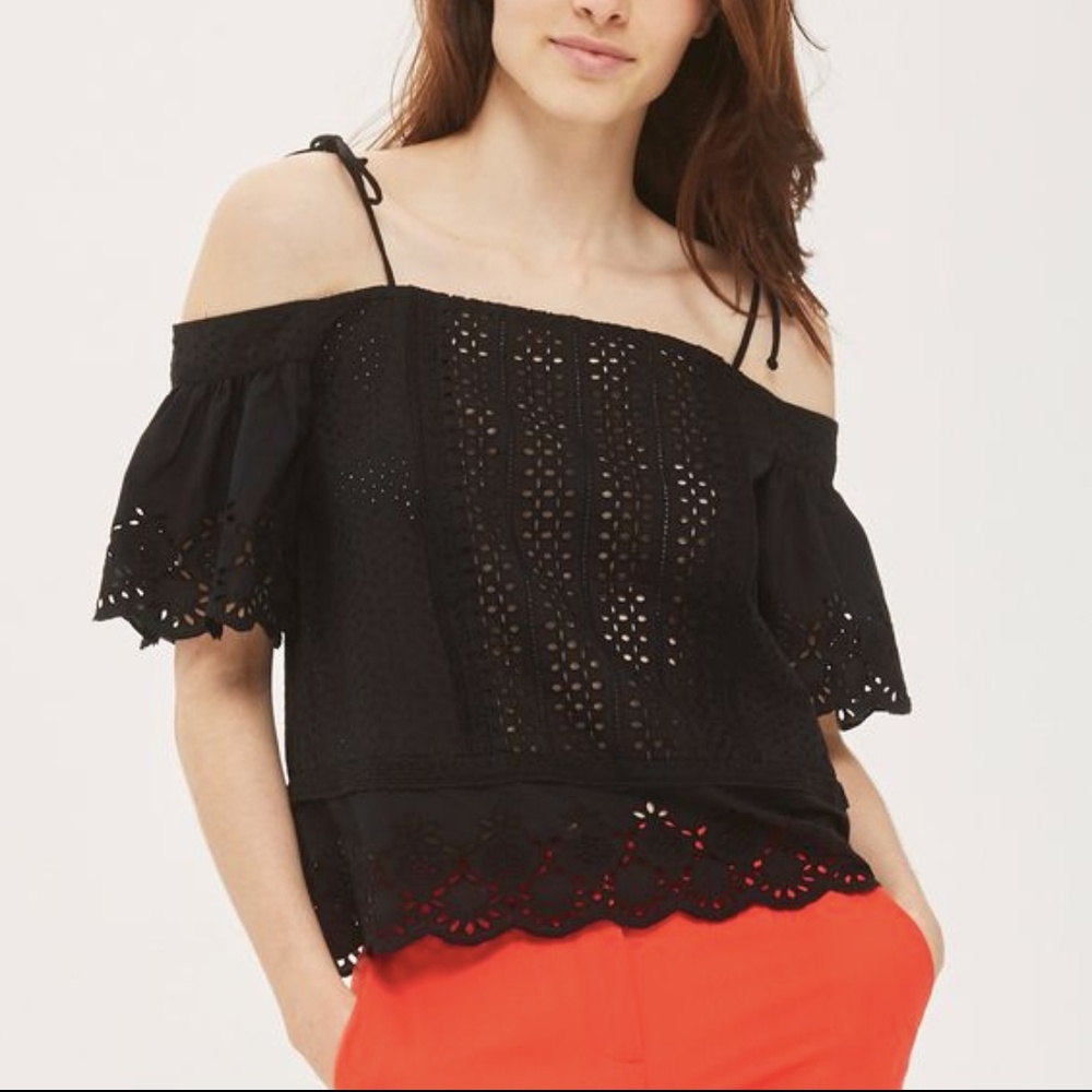 Topshop eyelet Bardot Top
