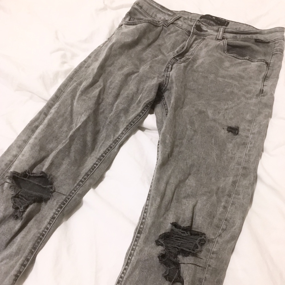 Zara distressed grey skinny jeans