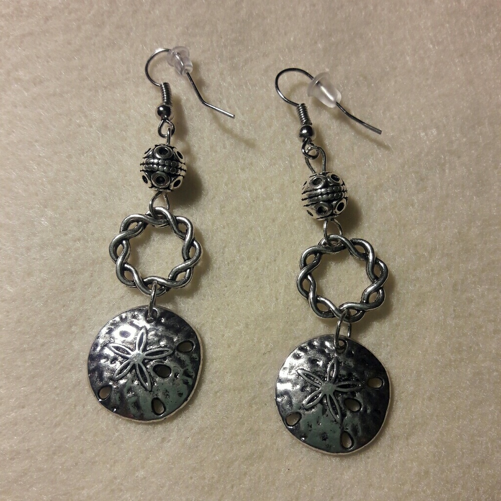 DebbBees #68Hand-Made Sand Dollar Earrings