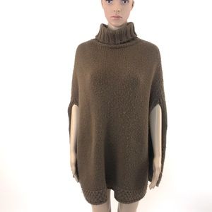 Brown Wool/Acrylic Knit Poncho by Zara, size M