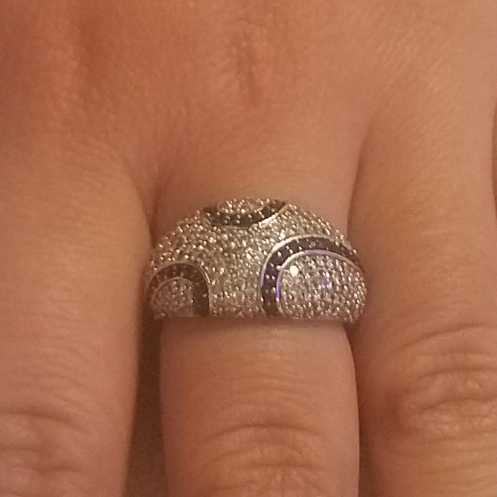 925 Paved Diamonds W/ Saphire Stones
