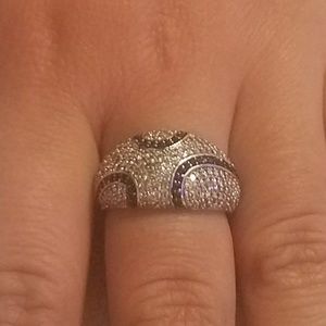 925 Paved Diamonds W/ Saphire Stones