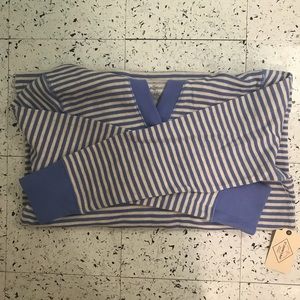 Periwinkle and cream striped hoodie