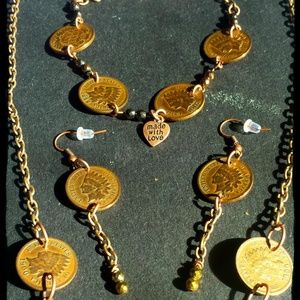 Indian Head w/ Hematite Set, Vintage Style