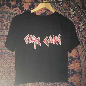 black & red print girl gang t-shirt