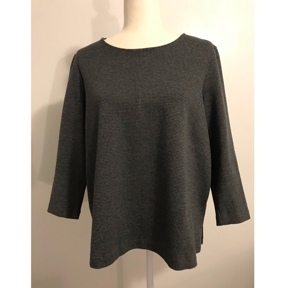 J.Jill Ponte Black & Gray Patterned Shirt