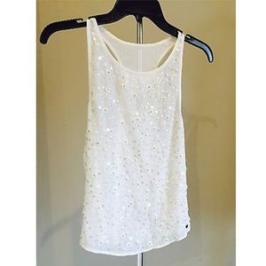 ABERCROMBIE & FITCH White Sequined Sheer T-back