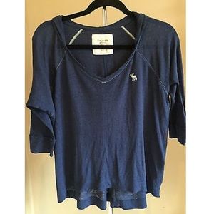 ABERCROMBIE & FITCH Navy 3/4 Sleeve w/ Hood