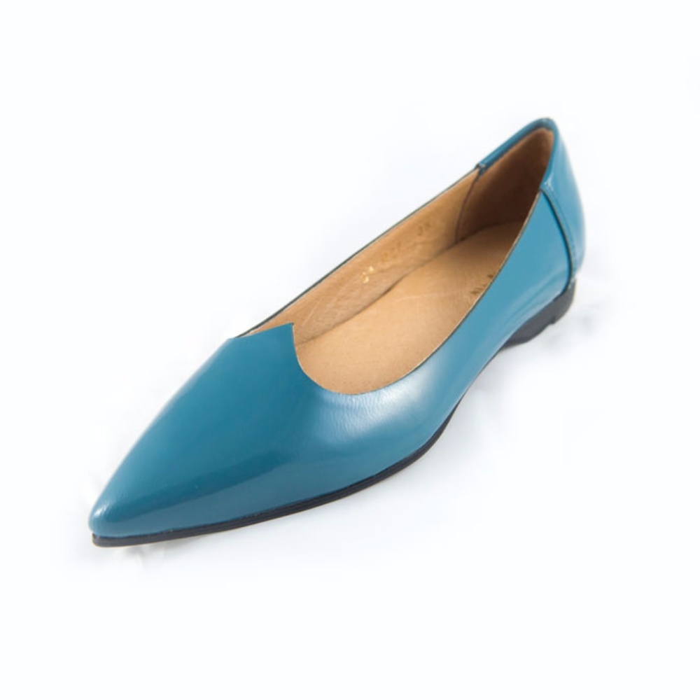 Teal leather flats by All Black
