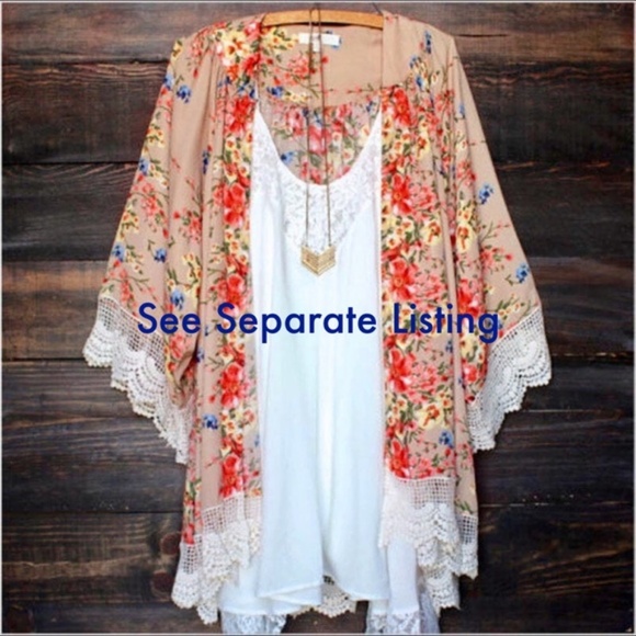 Floral Summer Kimono Beach Cardigan Blouse Coverup - Picture 2 of 8