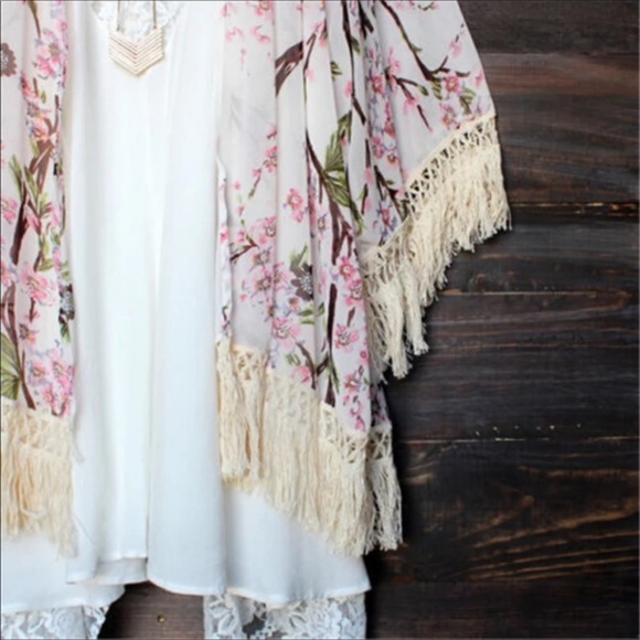 Floral Summer Kimono Beach Cardigan Blouse Coverup - Picture 3 of 8