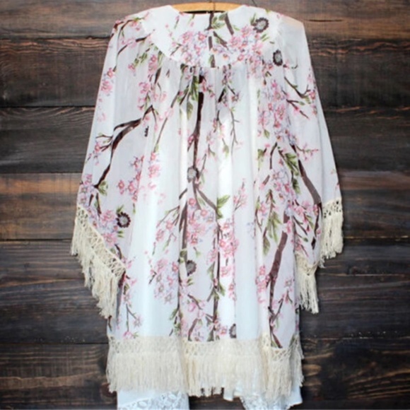 Floral Summer Kimono Beach Cardigan Blouse Coverup - Picture 4 of 8