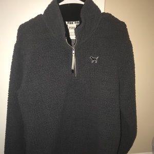 Pink sherpa boyfriend quarter zip