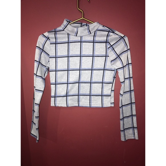 Gray & blue striped crop top - Picture 1 of 1