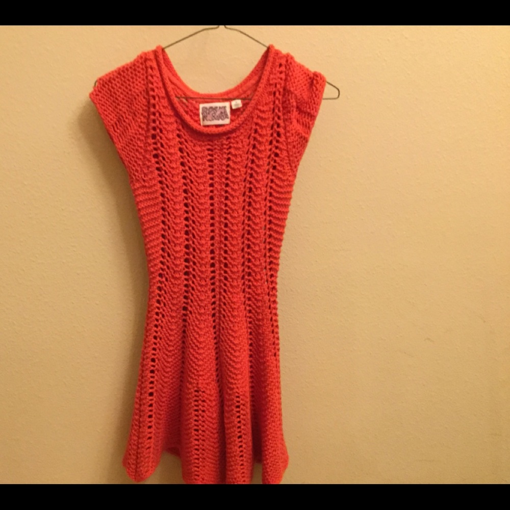 Anthropologie orange sweater dress