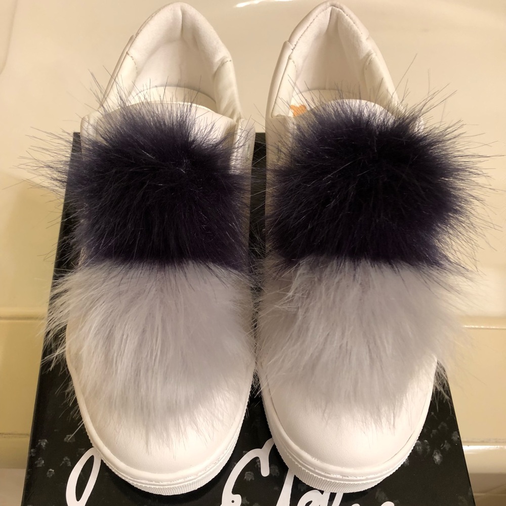 Sam Edelman faux fur Pom Pom laceless sneaker