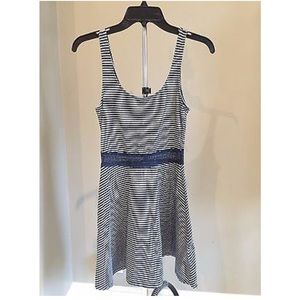ABERCROMBIE & FITCH Navy & Grey Striped Dress