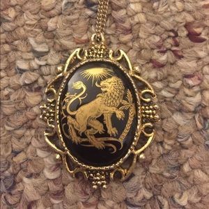 Gold and black Lion necklace