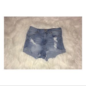 High waist distressed shorts