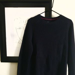 Dark navy blue ribbed sweater