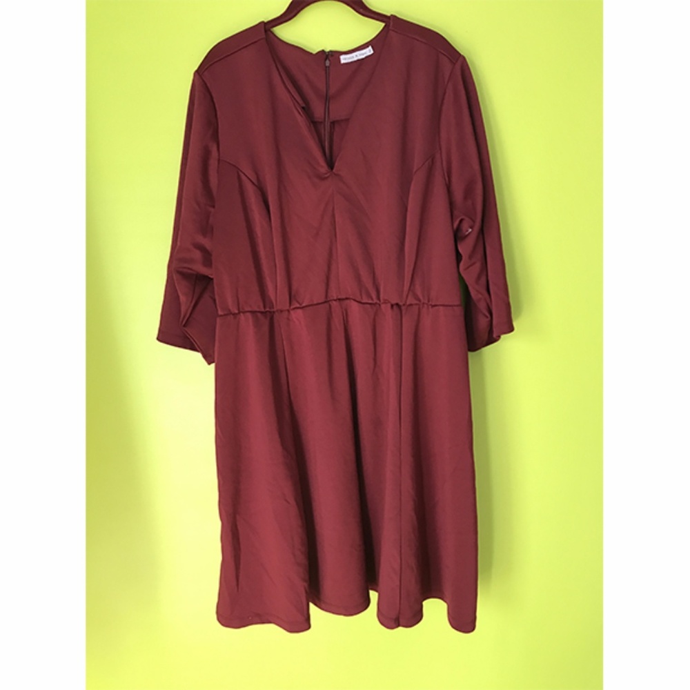 Spruce & Sage 3/4 Sleeve Maroon Blouson Dress 5X