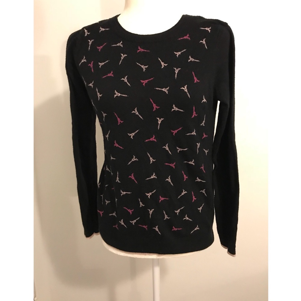 Elle Black Little Eiffel Towers Knit Sweater
