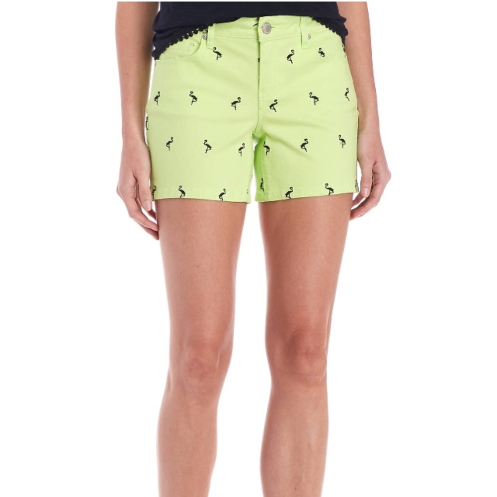 New Crown and ivy embroidered flamingo shorts