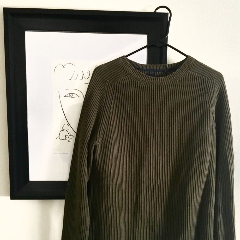 Olive green ribbed sweater