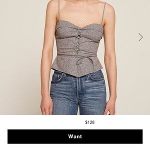 Reformation Clayten Top in Blue Check